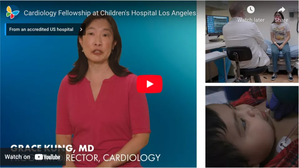 Screengrab of YouTube video player displaying CHLA's Cardiology Fellowship video