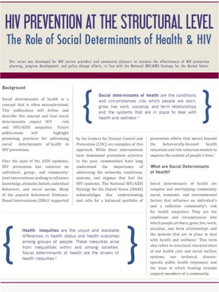 The cover of HIV Prevention at the Structural Level: The Role of Social Determinants of Health & HIV