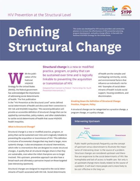 The cover of HIV Prevention at the Structural Level: Defining Structural Change