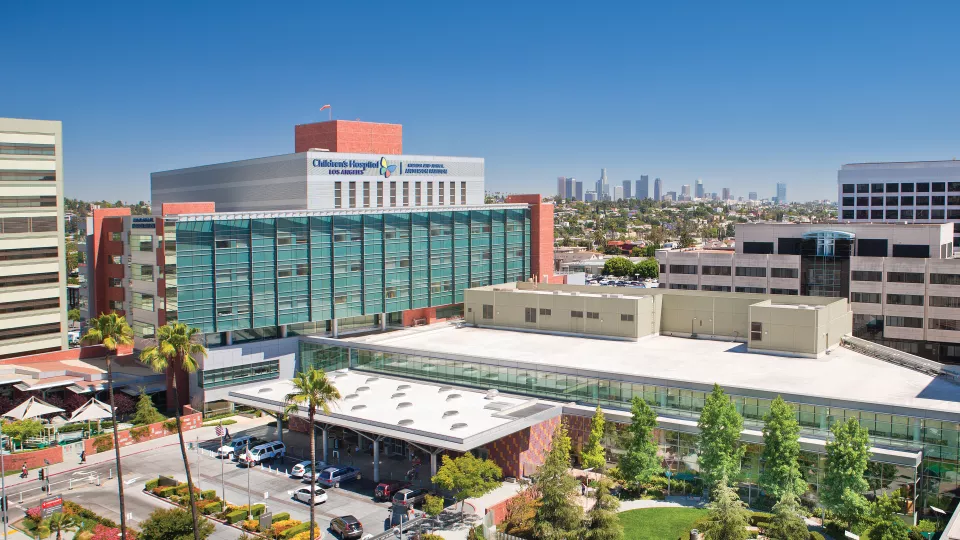 Aerial view of the CHLA Anderson Pavilion Building.