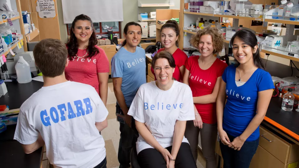 Laura Perin and Stefano Da Sacco with members of the GOFARR lab