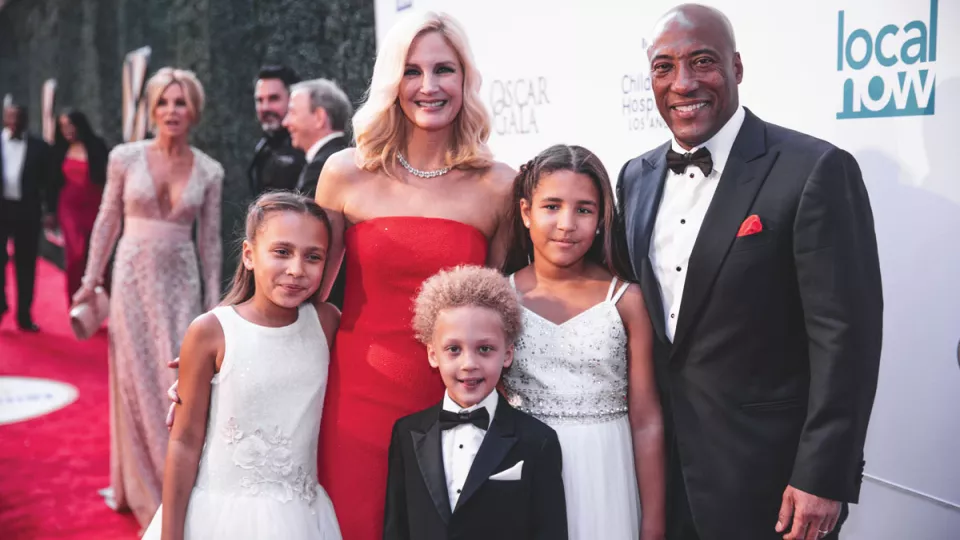 Media mogul, comedian and philanthropist Byron Allen with his wife, Jennifer Lucas, and children (left to right): Olivia, Lucas and Chloe