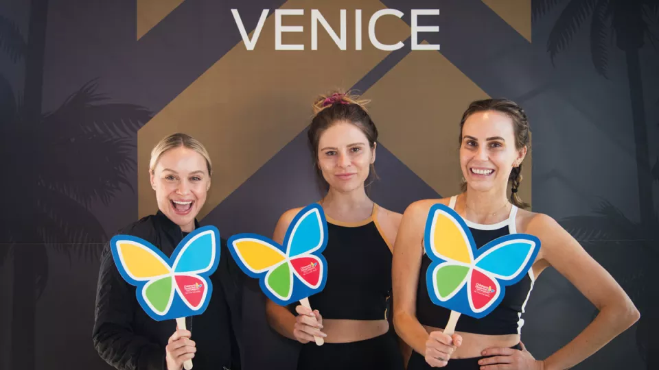 LadyGang members Becca Tobin, Jac Vanek and Keltie Knight participated in a fitness class at Barry’s Bootcamp Venice to raise money for Make March Matter.