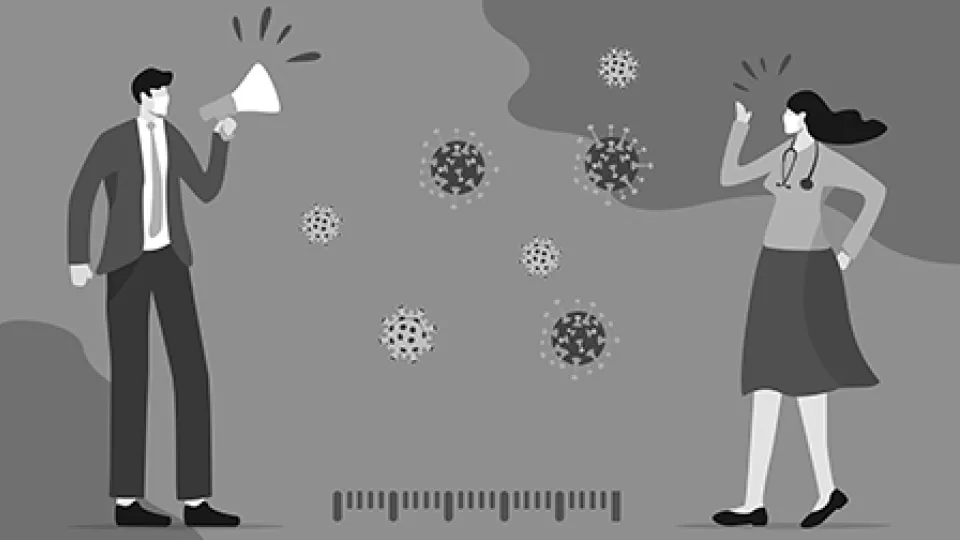 Illustration showing COVID-19 social distancing