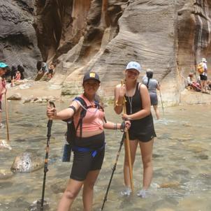 Desiree and friend hiking at Zion National Park
