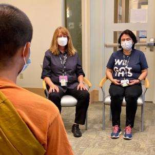 Staff members meditate at the CHLA Interfaith Center