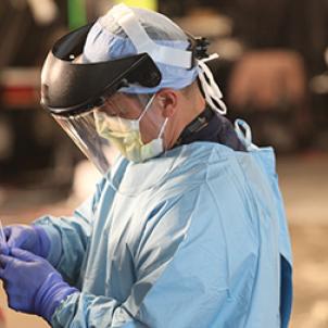 CHLA staff member at COVID-19 testing site