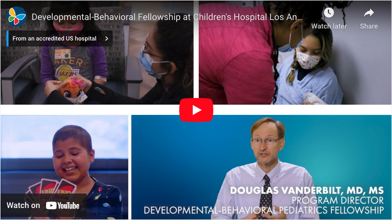 Screengrab of YouTube video player displaying CHLA's Developmental-Behavioral Fellowship video