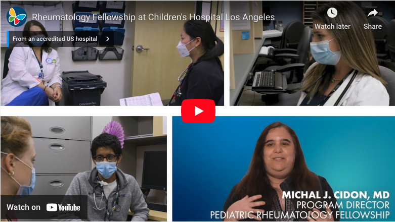 Screengrab of YouTube video player displaying CHLA's Rheumatology Fellowship video