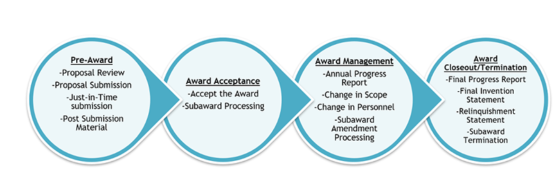 A colorful chart explaining the lifecycle of a grant at CHLA