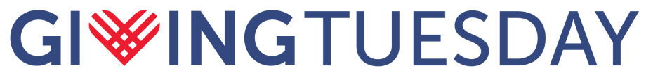 GivingTuesday text logo in blue with stylized red heart in place of the letter V
