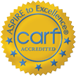 Golden badge - Aspire to Excellence - CARF accredited