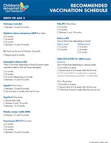 Rx for Healthy Kids: Schedule Routine Immunizations | Children's Hospital Los Angeles