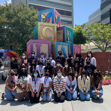 LA-HIP Class of 2022-23 in front of the Children's Hospital Los Angeles Blocks