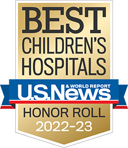 Badge of USNWR Best Children's Hospitals Honor Roll 2021-2022 