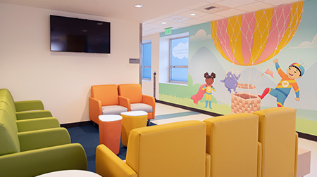 Couches and child-friendly decoration in the Neurological Institute