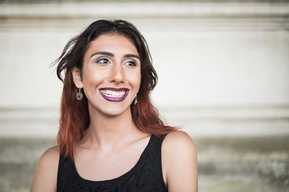 Transgender teenager smiling
