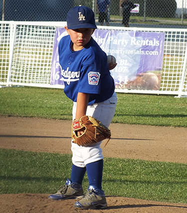 Six-year-old Jaykob on the pitcher's mound