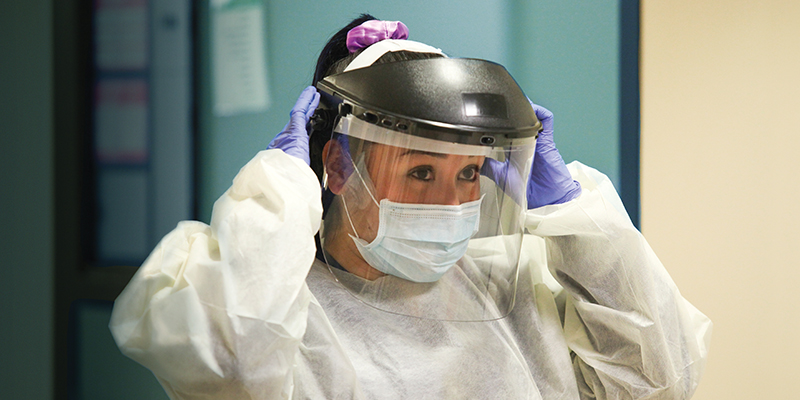 CHLA Staff member wearing protective gear